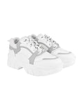Shoeopia Lace-Up Detail Grey Chunky Sneakers For Women & Girls /Uk4,Grey,4,B0C71D11GB