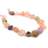 Natural Multi-Color Quartz Crystal Nugget Raw Graduated Beads Strand 2mm Hole Drilled