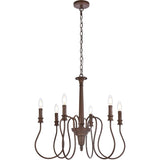 Elegant Lighting Living District Flynx 6 Lights Pendant In Weathered Oak