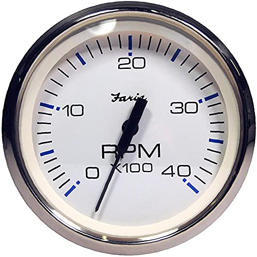 Faria 33818 Chesapeake Tachometer Gauge Diesel - White Ss, 4''