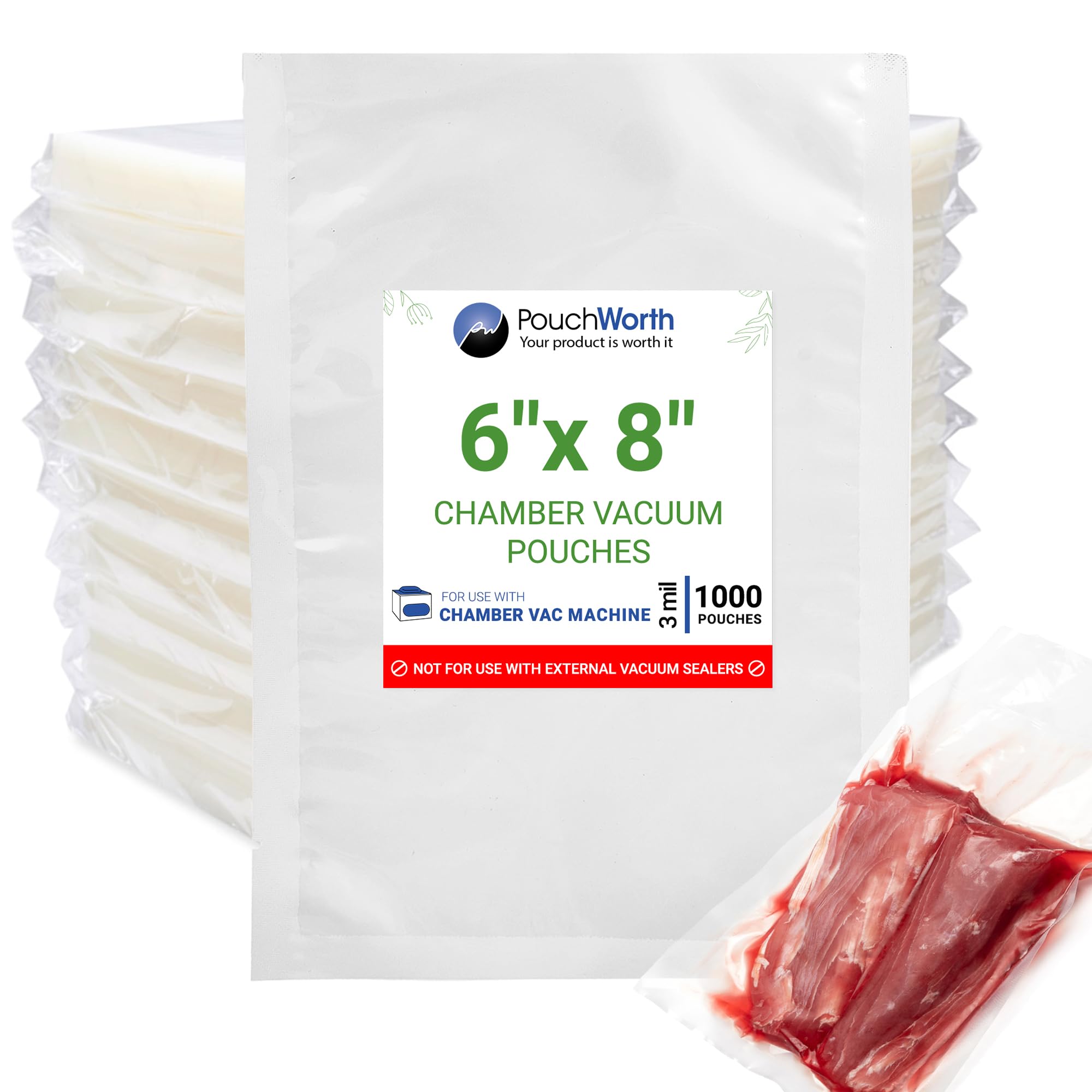 1,000 Pcs Clear 6' X 8', 3 Mil Vacuum Chamber Bags Great For Food Vac Storage,Vacuum Sealer Bags