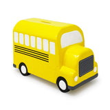 Isaac Jacobs Ceramic Yellow School Bus Coin Bank, Vehicle Money Bank Home D cor, Piggy Bank Gift for Kids, Teens, and Adults (Y