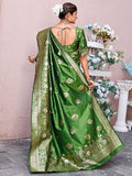 Greciilooks Womens Jacquard Cotton Silk Saree (Gl-S2369-Green)