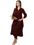 Gosriki Women'S Rayon Viscose Printed A-Line Kurta With Pant (Marup Maroon-Gs_S_Maroon_Small),Maroon,,B0F9PYBQVF