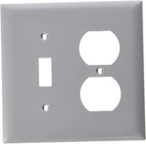 Leviton 2-Gang 1-Toggle 1-Duplex Device Combination Wallplate, Standard Size, Thermoplastic Nylon, Device Mount, 80705-GY, Gray