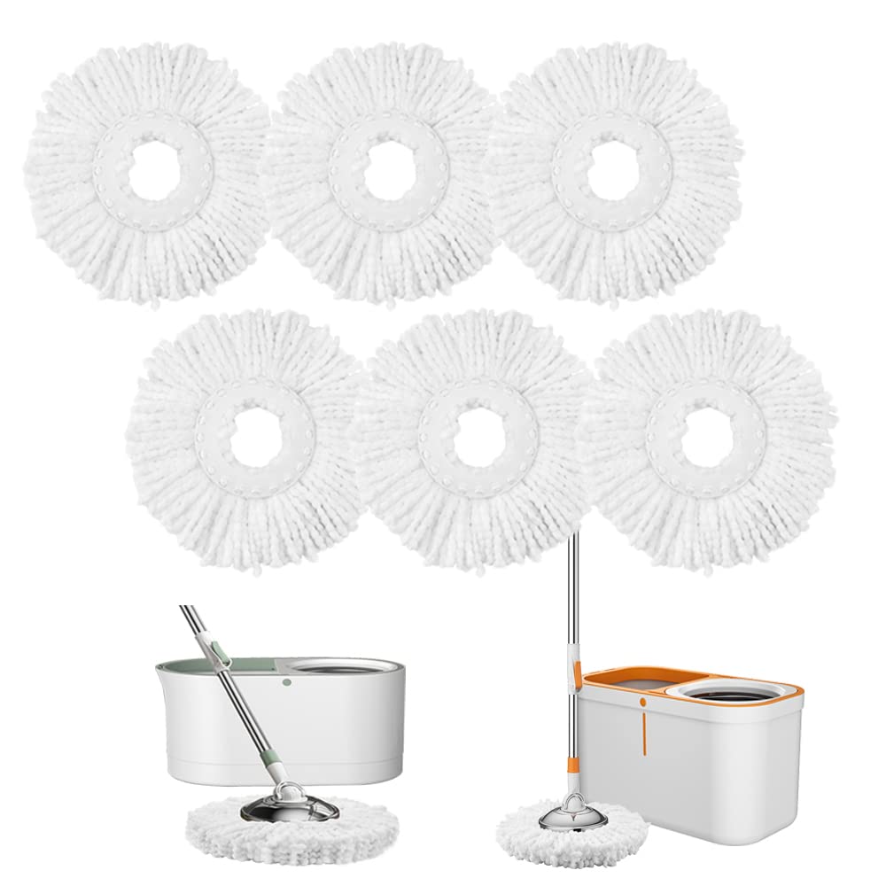 Spin Mop Refills Replacement 360 Microfiber Spin Mop and Bucket Head Round Shape Standard Size Easy Cleaning Spin Mop Systems 6-