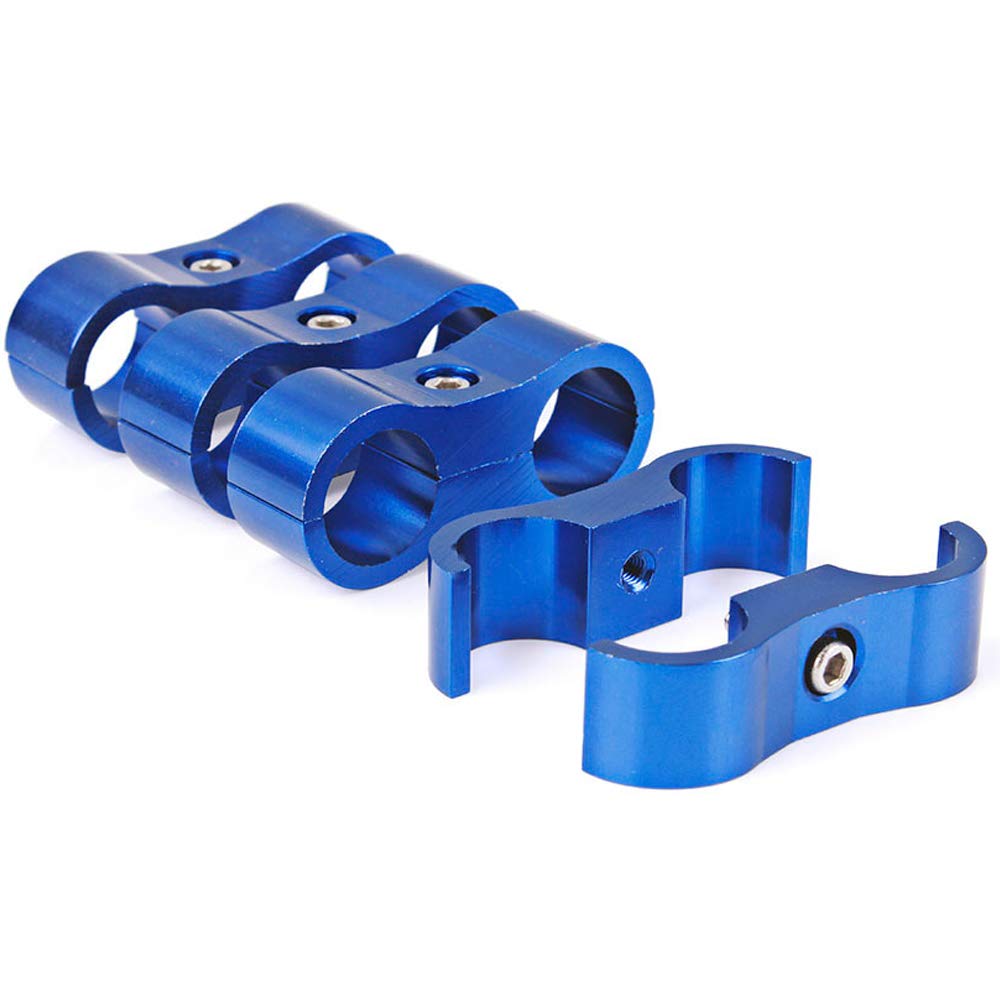 6AN Hose Separator Clamp Aluminum Fuel Line Mounting Clamp Divider Hose Fitting Adapter Fit for 3/8 Fuel Line, Oil Line, Brake L