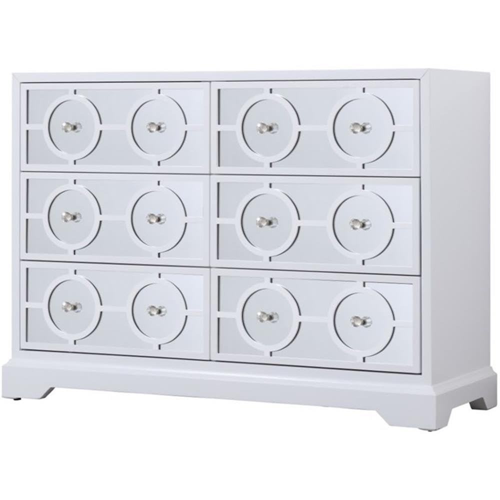 Elegant Decor Modern 6 Drawer 48 Dresser In Hand Painted White