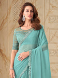 Satrani Womens Pure Chiffon Saree (2992S2673N_Light Blue)