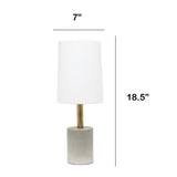 Alltherages Lalia Home Modern Antique Brass Concrete Table Lamp With Linen Shade - White