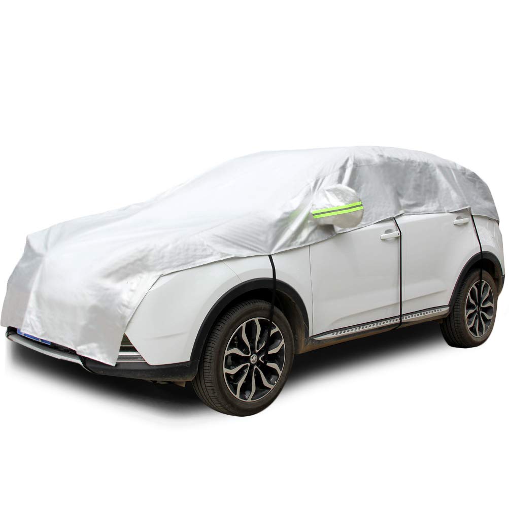 Konnfeir Half Car Cover With Cotton All Weather Car Body Covers Outdoor Indoor For All Season Waterproof Windproof Dustproof Sno