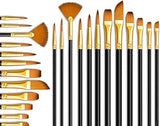 Twizzle Art Brush Set For Artists, Painting Brushes Set Of 12 Professional Round Pointed Tip Nylon Hair Artist Acrylic Paint Bru