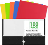 100 Pack of Bulk Colorful Paper Folders with Pockets Wholesale Folders (100 Folders in 6 Colors)