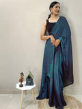Satrani Women'S Chiffon Ready To Wear Saree With Unstitched Blouse Piece(3029S193N_Blue)