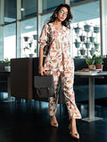 Libas Womens Printed Cotton Co-Ord Set For Women Off White M