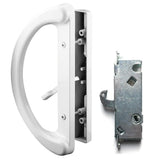 Essential Values Patio Door Handle Set, Sliding Door Lock (Handle + Latch Combo) | 2-Handle White Diecast Replacement for Slidin