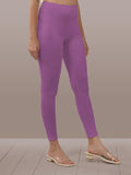 Lyra Women Solid Premium Cotton Lavender Ankle Length Leggings | Mid-Waist | Fashionwear