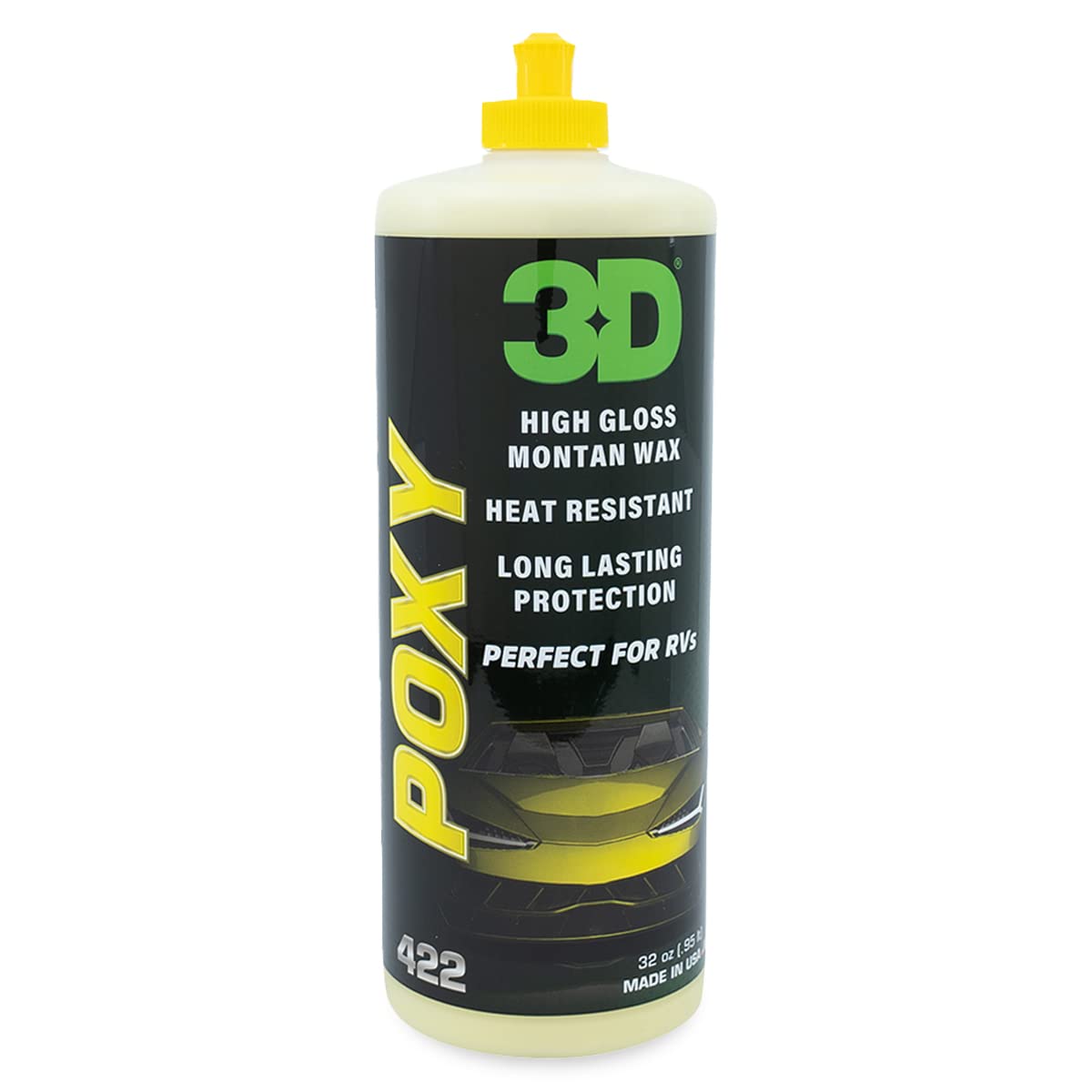 3D Poxy Montan Car Wax - 32Oz - High Gloss Car Wax Sealant With Long Lasting Protection - Non-Staining Auto Detailing Products -