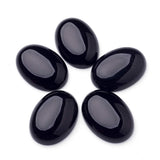 Fashewelry 20Pcs Natural Oval Black Agate Flat back Gemstone Cabochons 25x18mm Healing Chakra Crystal Stone Bead Cab Covers No H