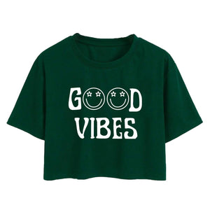 Toplot Text Printed Round Neck Crop Top For Women (Vibes-Crop-Top-5202-Olive-Xl),Green,,B0DCTKJVVW
