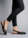Shoetopia Embellished Rhinestone Knotted Detailed Black Flat Belly For Women,Black,7,B0C3RN8XVW