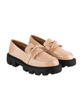 Shoetopia Front Tie Detailed Beige Loafers For Women & Girls /Uk5-Eu38,Beige,5,B0CKW976NB