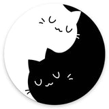 Black White Cat Round Mouse Pad,Non-Slip Rubber Base Wireless Gaming MousePads for Computers Laptop Office,Cute Mouse Pads with 