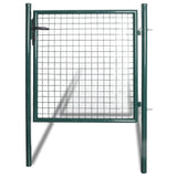 vidaXL Single Door Fence Gate Green PowderCoated Steel Heavy Duty Locking System with 3 Keys Easy to Install Secure Bar