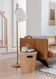 Umbra Woodrow, Modern Ottoman With Storage, Large Round Stool, Natural Wood/White