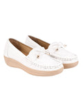 Shoetopia Upper Bow Detailed White Slip-On Loafers For Women & Girls /Uk3,White,3,B0BYP9YML4