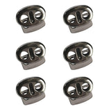 Enakshi (Pack Of 6) Gray Metal 2 Hole Bean String Cord Locks Clamp Toggle Stop Slider For Paracord, Elastic Cord, Accessory Cord