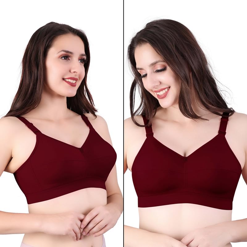 Trylo Riza Cottonfit Bra Combo Pack Marun & Marun 40 D - Cup - Pack Of-2,MARUN & MARUN,40,B0DQKX1QVK