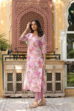 Gosriki Women'S Cotton Blend Straight Printed Kurta With Pant (Ps-Pink-Bfv-Gs_S_Pink_Small),Pink,,B0CPXTC3TB