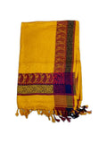 Ss Traders Black Woven Border Stole For Women (Yellow)