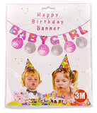 Funcart Its A Girl Banner with Pink Balloons for Baby Shower/Baby Arrival/Birthday Girl/Half Birthday Decoration