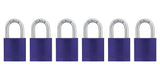 ABUS 19330 72/40 Aluminum Safety Padlock Keyed Alike, 1 Inch Shackle, 6 Count, Purple, 6 Piece