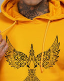 Adro Men'S Cotton Neck Hooded Sweatshirt (H24-Bird-Mu_Mustard,MustardApparel,XL