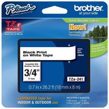 Brother TZe241 Black on white Roll (0.7 in x 26.2 ft) 1 roll(s) laminated tape for PTouch PT18, 3600, D400, D450, D800, 