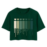 Toplot Heart Printed Round Neck Crop Top For Women (Small-Heart-Top-5203-Olive-M),Green,,B0DCTNKQ2M