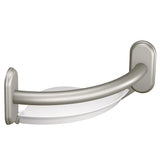 Moen LR2354DBN Bathroom Safety 9Inch Curved Bathroom Grab Bar with Integrated Corner Shelf, Brushed Nickel