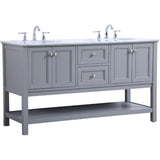 Elegant Decor Metropolis 60 Double Sink Marble Top Bathroom Vanity In Gray