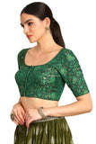 Soch Womens Green Floral Print Tussar Princess Line Padded Blouse Green 36