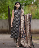 Gosriki Women'S Rayon Blend Straight Printed Kurta With Pant & Dupatta (Canasi Blue-Gs_L_Blue_Large),Blue,,B0DBM1821G