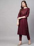 Anni Designer Women'S Cotton Straight Kurta With Pant & Dupatta (Kptd-Cot-10069-Maroon_Xl_Maroon_X-Large),Maroon,XL,Cotton,Straight,Pants, Dupatta