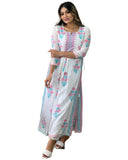 Anni Designer Women'S Cotton Blend Printed Straight Kurta With Pant (Pupet White_3Xl_White_Xxx-Large),White,3XL