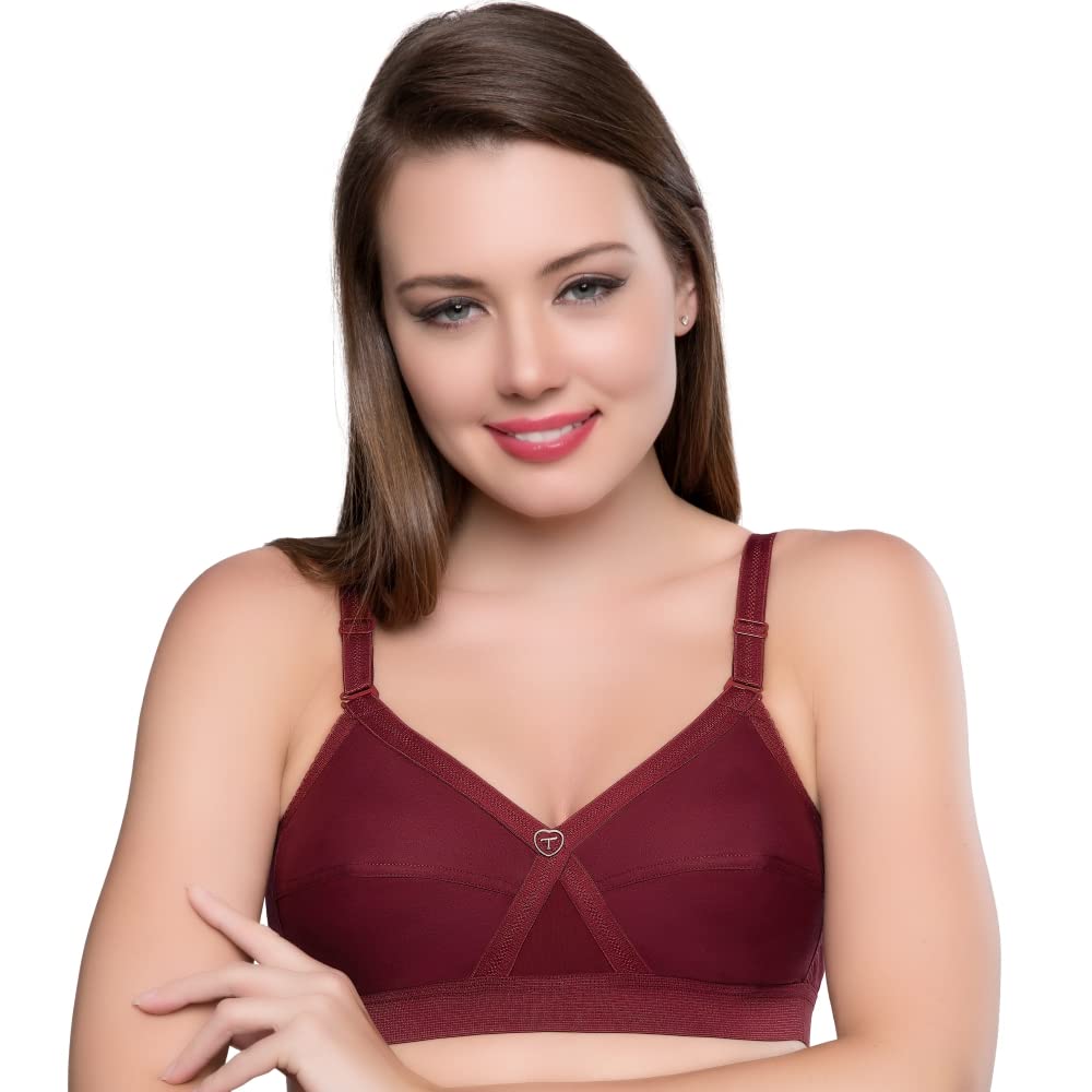 Trylo Women'S Non-Wired Bra (Krutika-102_Maroon_42E),Maroon,42,B00Y3FULMK