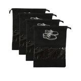 Labros Black Drawstring Shoe Bags With Transparent Window Pack Of 4