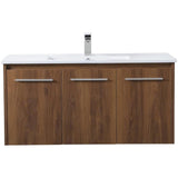 Elegant Decor Rasina 40 Single Porcelain Top Floating Bathroom Vanity In Walnut