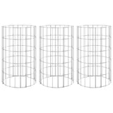 vidaXL 3-Pack Circular Gabion Raised Beds - Rustproof Galvanized Steel Planters for Garden and Patio - 11.8x19.7 Silver