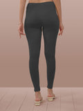 Lyra Women Solid Premium Cotton Ankle Length Leggings | Mid-Waist | Fashionwear Smoke Grey L